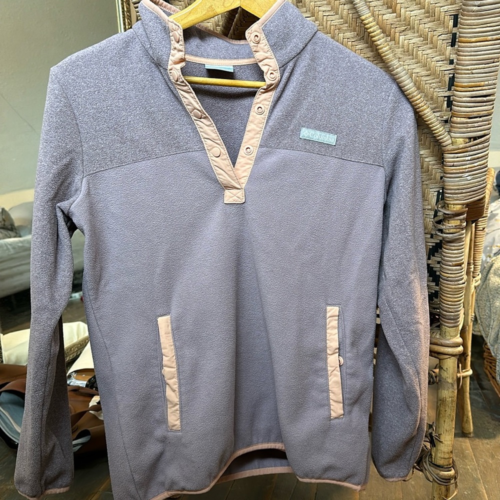 Purple and pink Columbia sweater.